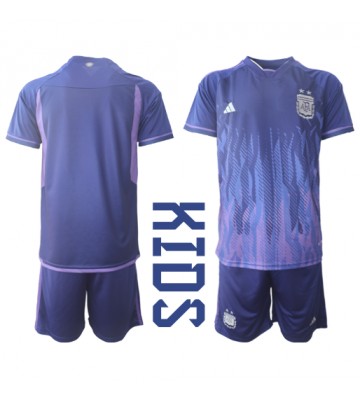 Maillot de foot Argentine Extérieur enfant Monde 2022 Manches Courte (+ pantalon court)